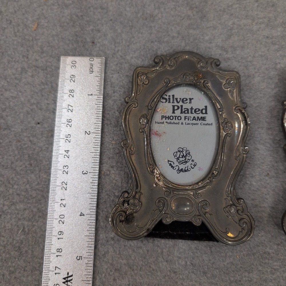 Loui Michel & Cie Silver Plated Art Nouveau Mini Photo Frames Set of 2 Floral - Picture 4 of 6